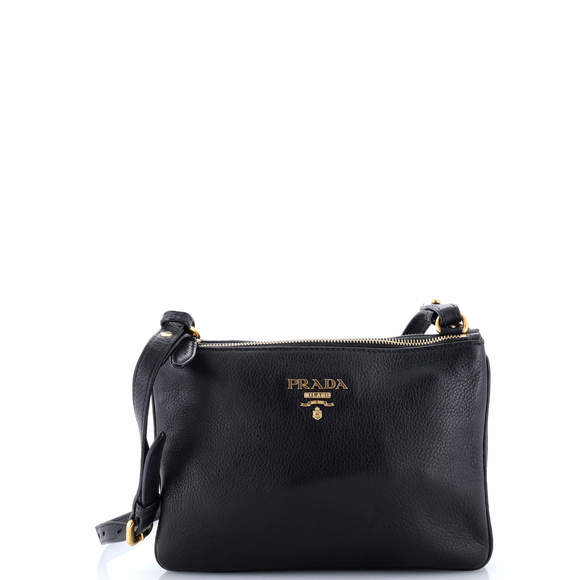 Prada Small Double Zip Crossbody Bag Vitello Daino - Picture 1 of 7